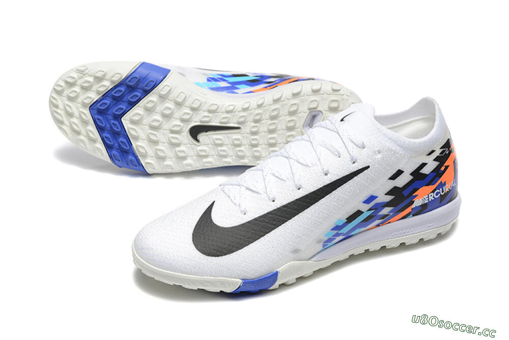 Men's Nike Air Zoom Mercurial Vapor 16 Elite TF Artificial Turf Low-Tops Football Shoes - White/Blue/Black 3