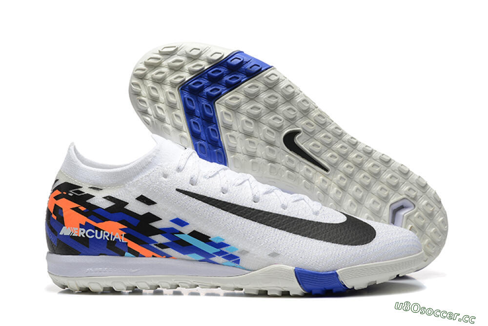 Men's Nike Air Zoom Mercurial Vapor 16 Elite TF Artificial Turf Low-Tops Football Shoes - White/Blue/Black 2