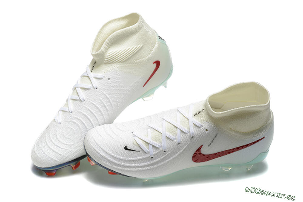 Men's Nike Phantom Luna Elite NU FG Firm Ground High-Tops Football Boots - White/Red/Jade 6