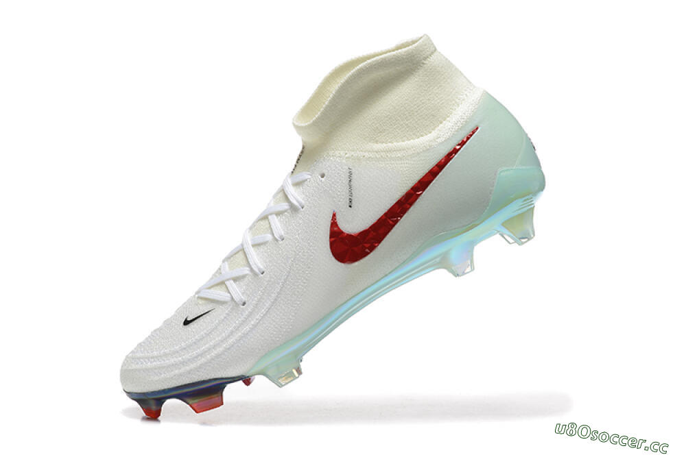 Men's Nike Phantom Luna Elite NU FG Firm Ground High-Tops Football Boots - White/Red/Jade 8