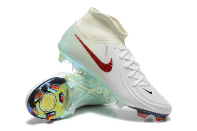 Men's Nike Phantom Luna Elite NU FG Firm Ground High-Tops Football Boots - White/Red/Jade