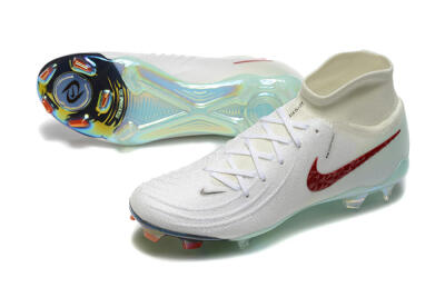 Men's Nike Phantom Luna Elite NU FG Firm Ground High-Tops Football Boots - White/Red/Jade