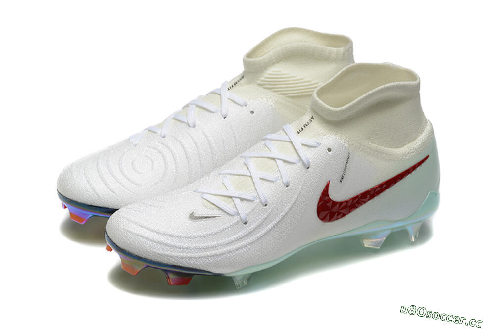 Men's Nike Phantom Luna Elite NU FG Firm Ground High-Tops Football Boots - White/Red/Jade 5