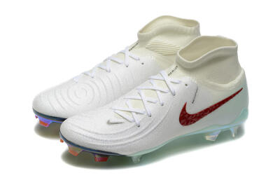 Men's Nike Phantom Luna Elite NU FG Firm Ground High-Tops Football Boots - White/Red/Jade