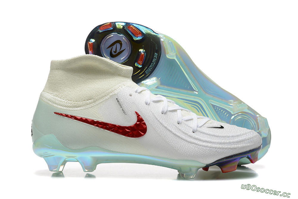 Men's Nike Phantom Luna Elite NU FG Firm Ground High-Tops Football Boots - White/Red/Jade 2