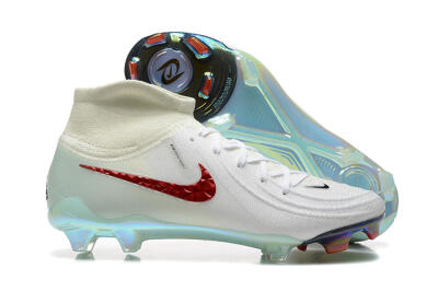 Men's Nike Phantom Luna Elite NU FG Firm Ground High-Tops Football Boots - White/Red/Jade