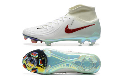 Men's Nike Phantom Luna Elite NU FG Firm Ground High-Tops Football Boots - White/Red/Jade