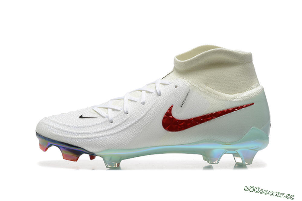 Men's Nike Phantom Luna Elite NU FG Firm Ground High-Tops Football Boots - White/Red/Jade 0