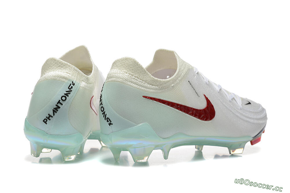 Men's Nike Phantom Luna Elite FG Firm Ground Low-Tops Football Boots - White/Red/Jade 9