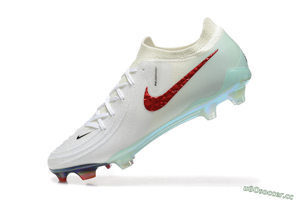 Men's Nike Phantom Luna Elite FG Firm Ground Low-Tops Football Boots - White/Red/Jade 8