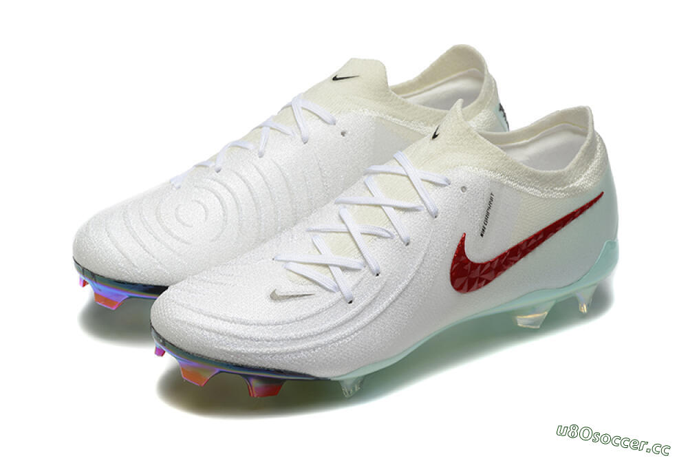 Men's Nike Phantom Luna Elite FG Firm Ground Low-Tops Football Boots - White/Red/Jade 5