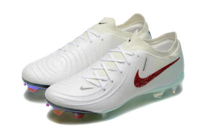 Men's Nike Phantom Luna Elite FG Firm Ground Low-Tops Football Boots - White/Red/Jade