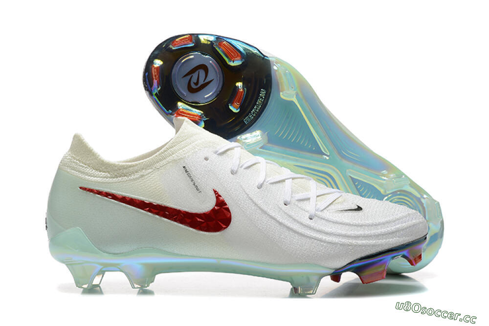 Men's Nike Phantom Luna Elite FG Firm Ground Low-Tops Football Boots - White/Red/Jade 2
