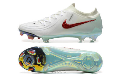 Men's Nike Phantom Luna Elite FG Firm Ground Low-Tops Football Boots - White/Red/Jade