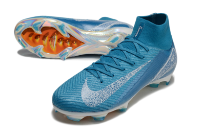 Unisex Nike Air Zoom Mercurial Superfly 10 Elite FG Firm Ground High-Tops Football Boots - Blue/White/Gold