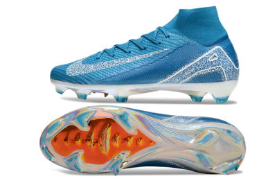 Unisex Nike Air Zoom Mercurial Superfly 10 Elite FG Firm Ground High-Tops Football Boots - Blue/White/Gold