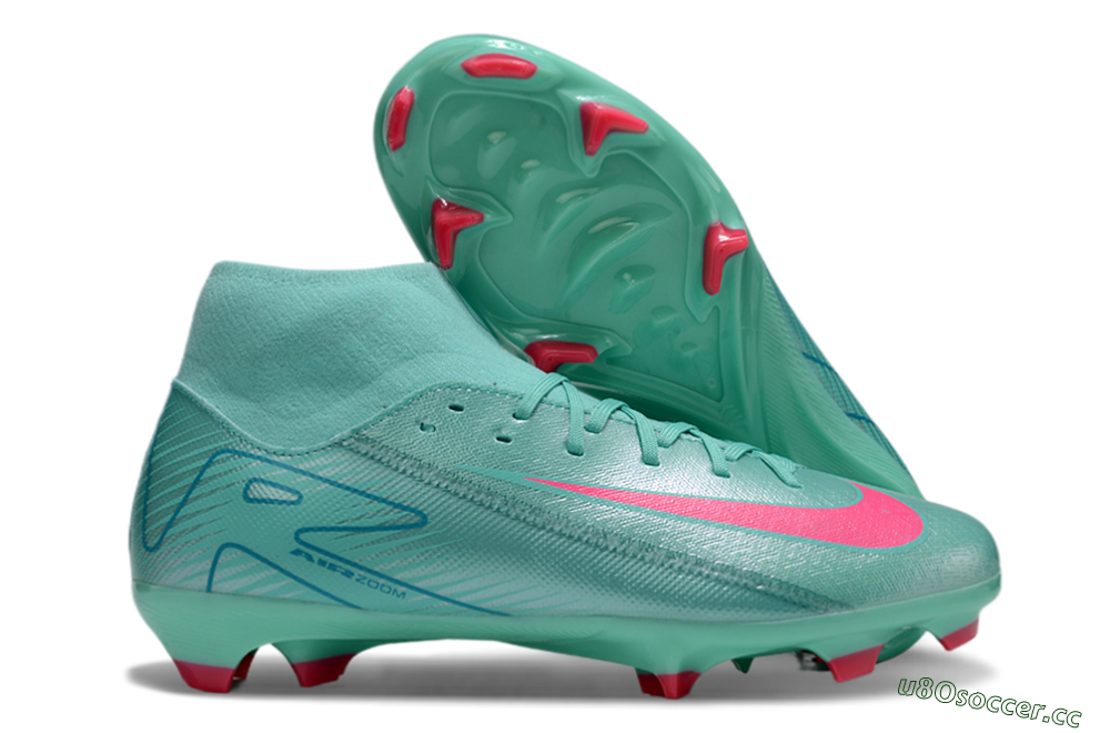 Men's Nike Air Zoom Mercurial Superfly 10 Elite FG Firm Ground High-Tops Football Boots - Jade/Pink/Blue 2