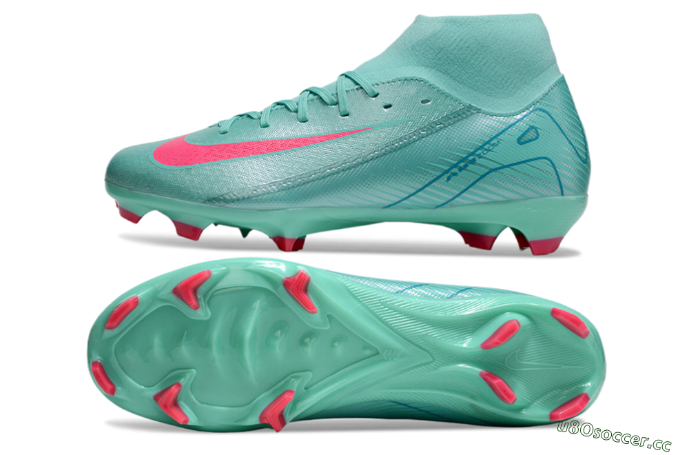 Men's Nike Air Zoom Mercurial Superfly 10 Elite FG Firm Ground High-Tops Football Boots - Jade/Pink/Blue 1