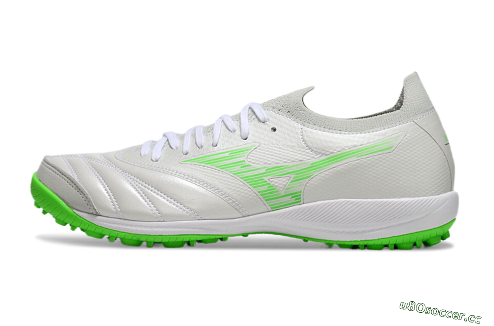 Men's Mizuno Morelia Neo Sala M8 TF Artificial Turf Low-Tops Football Shoes - Grey/Green/White 0