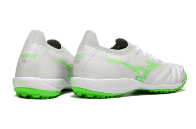 Men's Mizuno Morelia Neo Sala M8 TF Artificial Turf Low-Tops Football Shoes - Grey/Green/White