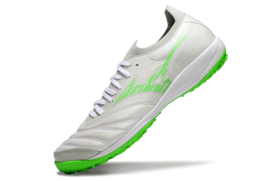 Men's Mizuno Morelia Neo Sala M8 TF Artificial Turf Low-Tops Football Shoes - Grey/Green/White