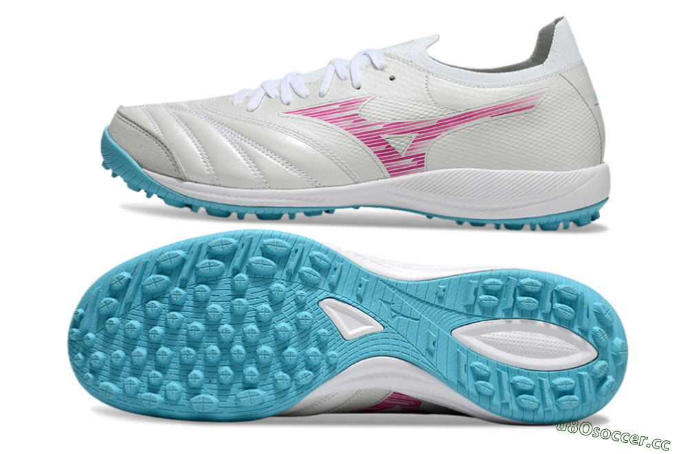 Men's Mizuno Morelia Neo Sala M8 TF Artificial Turf Low-Tops Football Shoes - Beige/Pink/Grey 1