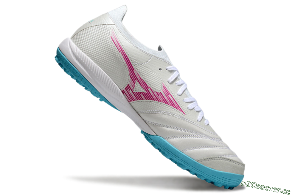 Men's Mizuno Morelia Neo Sala M8 TF Artificial Turf Low-Tops Football Shoes - Beige/Pink/Grey 4