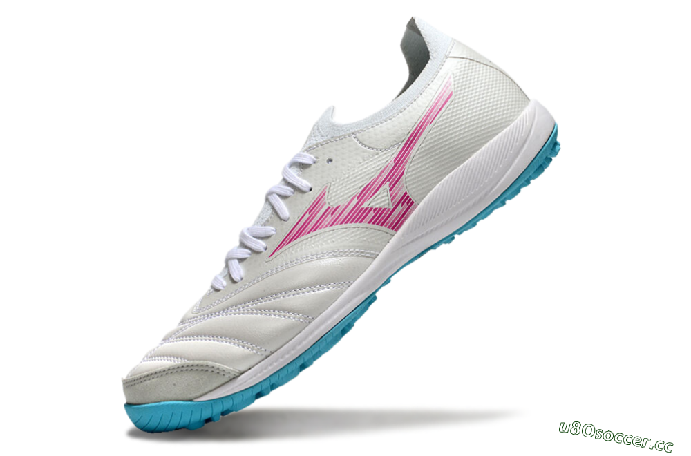 Men's Mizuno Morelia Neo Sala M8 TF Artificial Turf Low-Tops Football Shoes - Beige/Pink/Grey 5