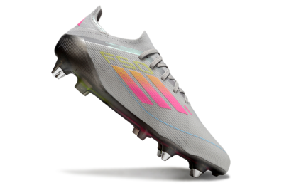 Men's Adidas F50 Elite SG Soft Ground Low-Tops Football Boots - Grey/Pink/Yellow