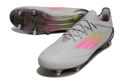 Men's Adidas F50 Elite SG Soft Ground Low-Tops Football Boots - Grey/Pink/Yellow