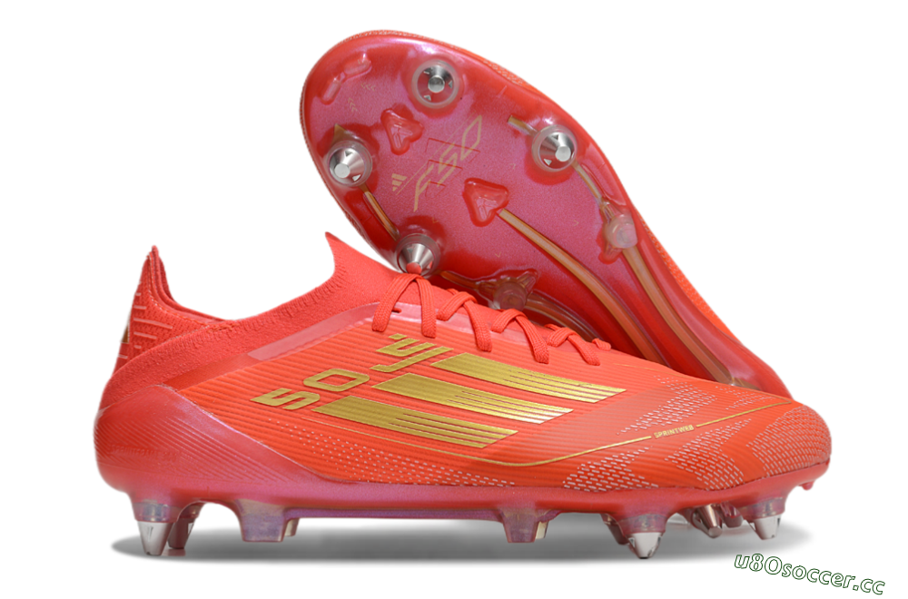 Men's Adidas F50 Elite SG Soft Ground Low-Tops Football Boots - Red/Gold 2