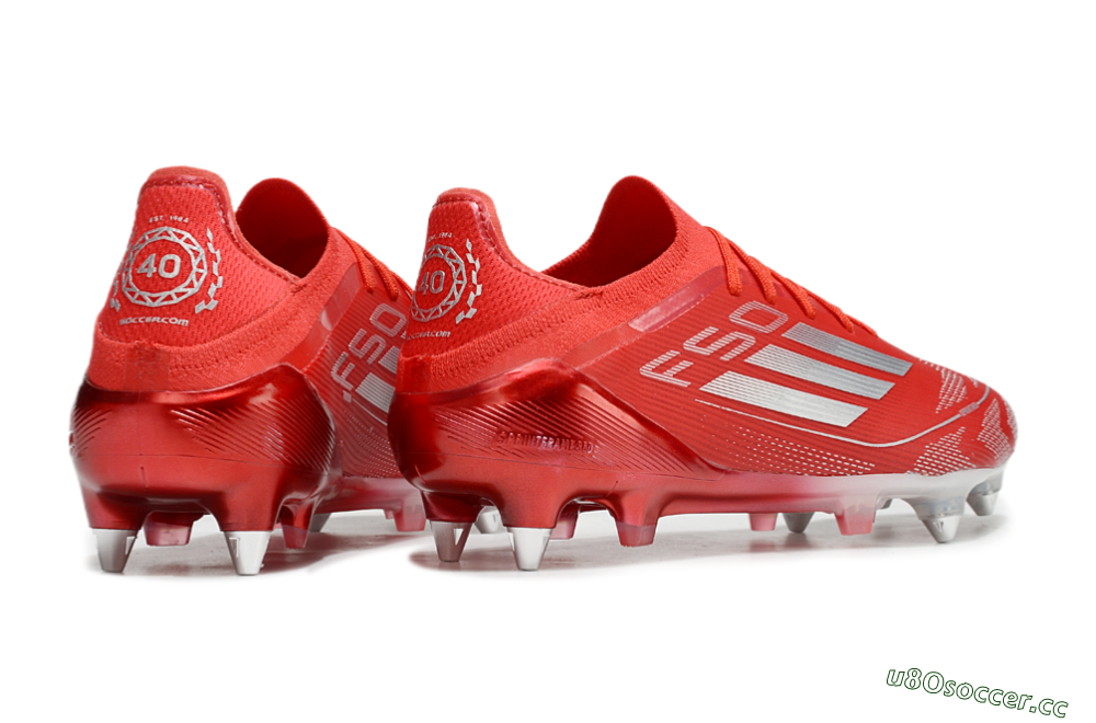 Men's Adidas F50 Elite SG Soft Ground Low-Tops Football Boots - Red/Silver 6