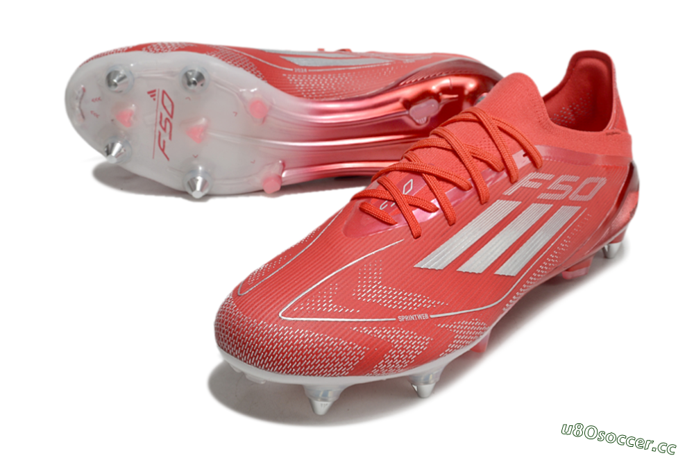 Men's Adidas F50 Elite SG Soft Ground Low-Tops Football Boots - Red/Silver 3