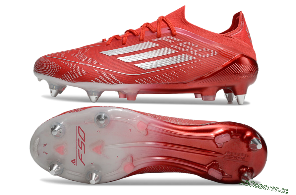 Men's Adidas F50 Elite SG Soft Ground Low-Tops Football Boots - Red/Silver 1