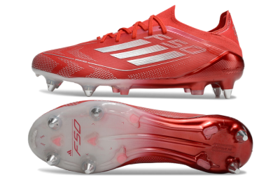 Men's Adidas F50 Elite SG Soft Ground Low-Tops Football Boots - Red/Silver
