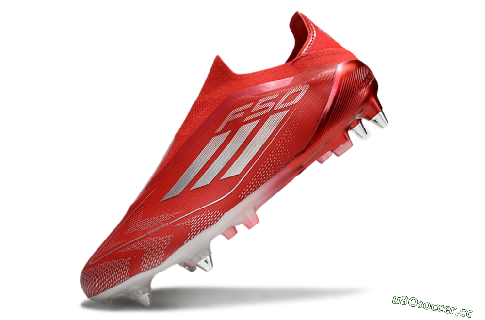 Men's Adidas F50 Elite Laceless SG Soft Ground Low-Tops Football Boots - Red/Silver 5