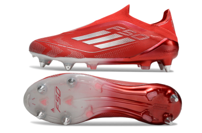 Men's Adidas F50 Elite Laceless SG Soft Ground Low-Tops Football Boots - Red/Silver