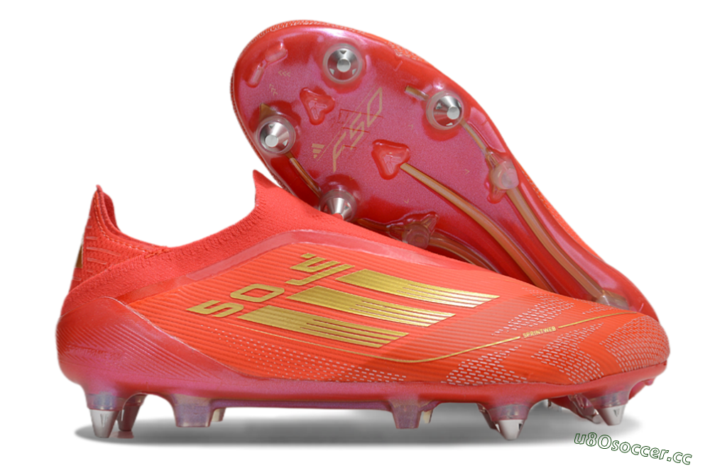 Men's Adidas F50 Elite Laceless SG Soft Ground Low-Tops Football Boots - Red/Gold 2