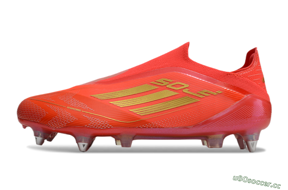 Men's Adidas F50 Elite Laceless SG Soft Ground Low-Tops Football Boots - Red/Gold 0