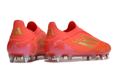 Men's Adidas F50 Elite Laceless SG Soft Ground Low-Tops Football Boots - Red/Gold