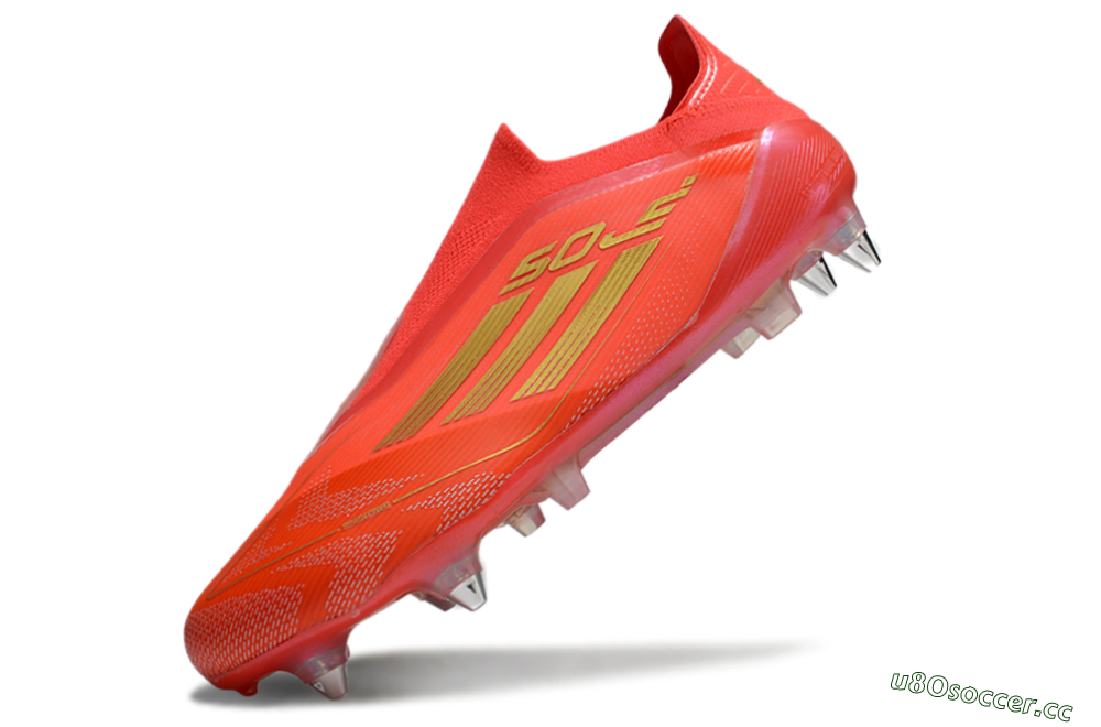 Men's Adidas F50 Elite Laceless SG Soft Ground Low-Tops Football Boots - Red/Gold 5