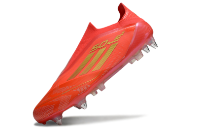 Men's Adidas F50 Elite Laceless SG Soft Ground Low-Tops Football Boots - Red/Gold