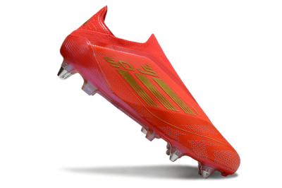 Men's Adidas F50 Elite Laceless SG Soft Ground Low-Tops Football Boots - Red/Gold