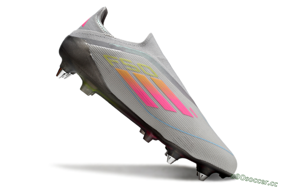Men's Adidas F50 Elite Laceless SG Soft Ground Low-Tops Football Boots - Grey/Pink/Yellow 4