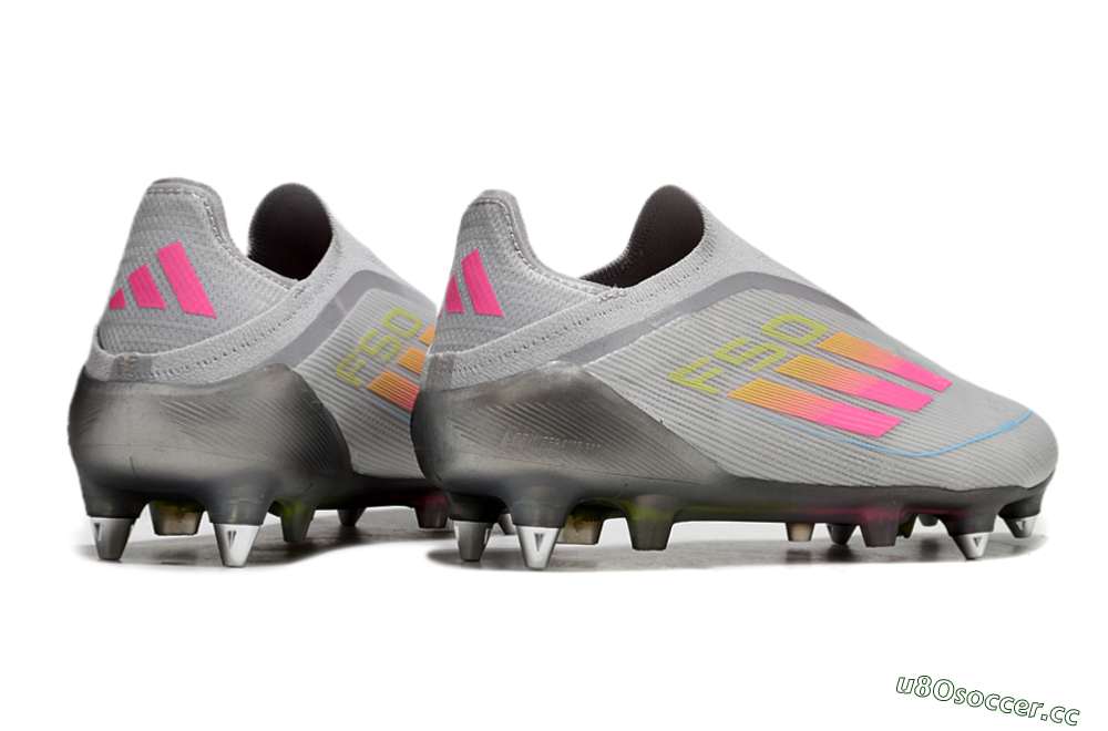 Men's Adidas F50 Elite Laceless SG Soft Ground Low-Tops Football Boots - Grey/Pink/Yellow 6