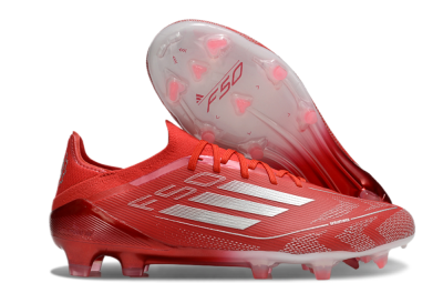 Men's Adidas F50 Elite FG Firm Ground Low-Tops Football Boots - Red/Silver