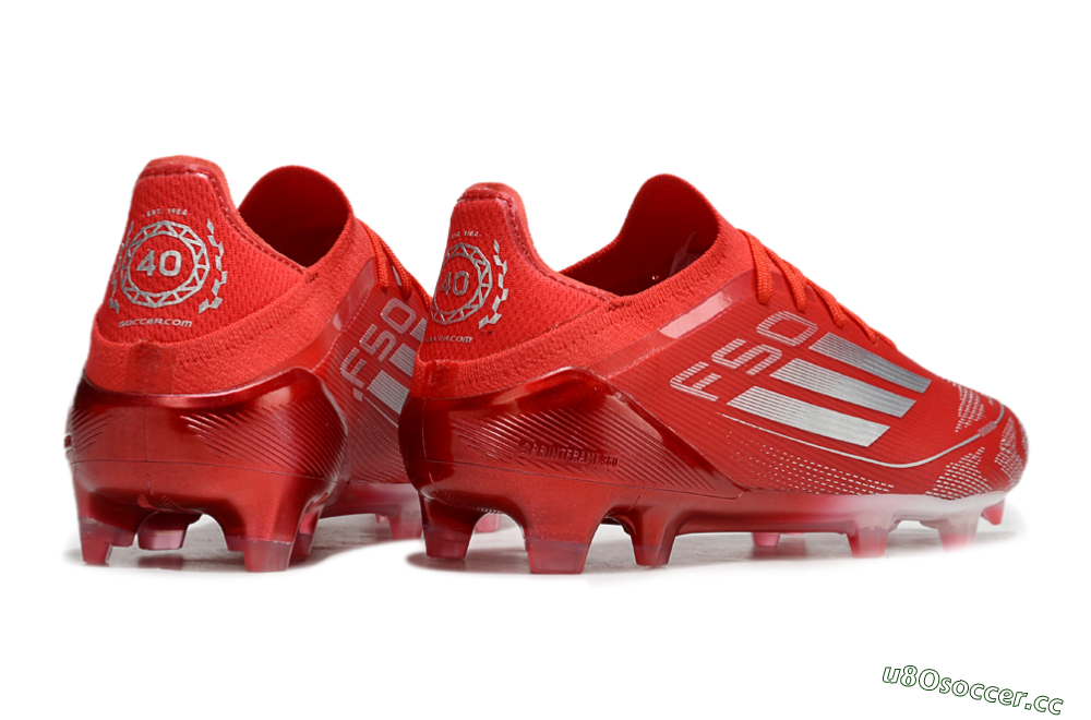 Men's Adidas F50 Elite FG Firm Ground Low-Tops Football Boots - Red/Silver 6