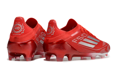 Men's Adidas F50 Elite FG Firm Ground Low-Tops Football Boots - Red/Silver