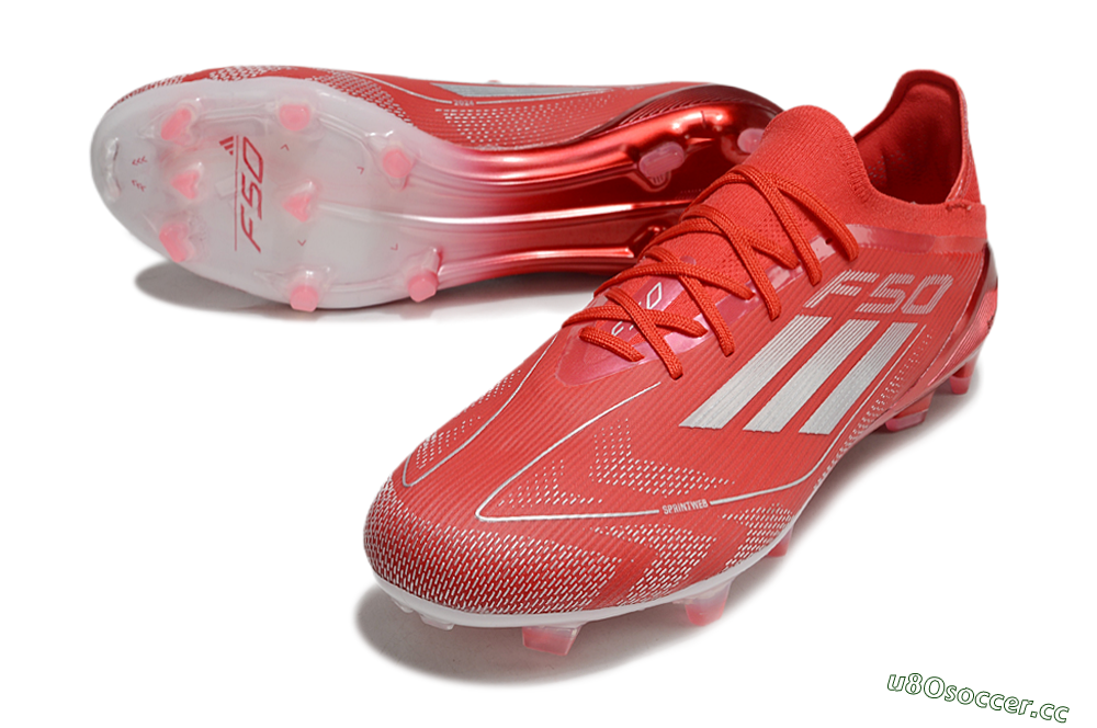 Men's Adidas F50 Elite FG Firm Ground Low-Tops Football Boots - Red/Silver 3
