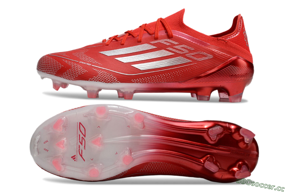 Men's Adidas F50 Elite FG Firm Ground Low-Tops Football Boots - Red/Silver 1
